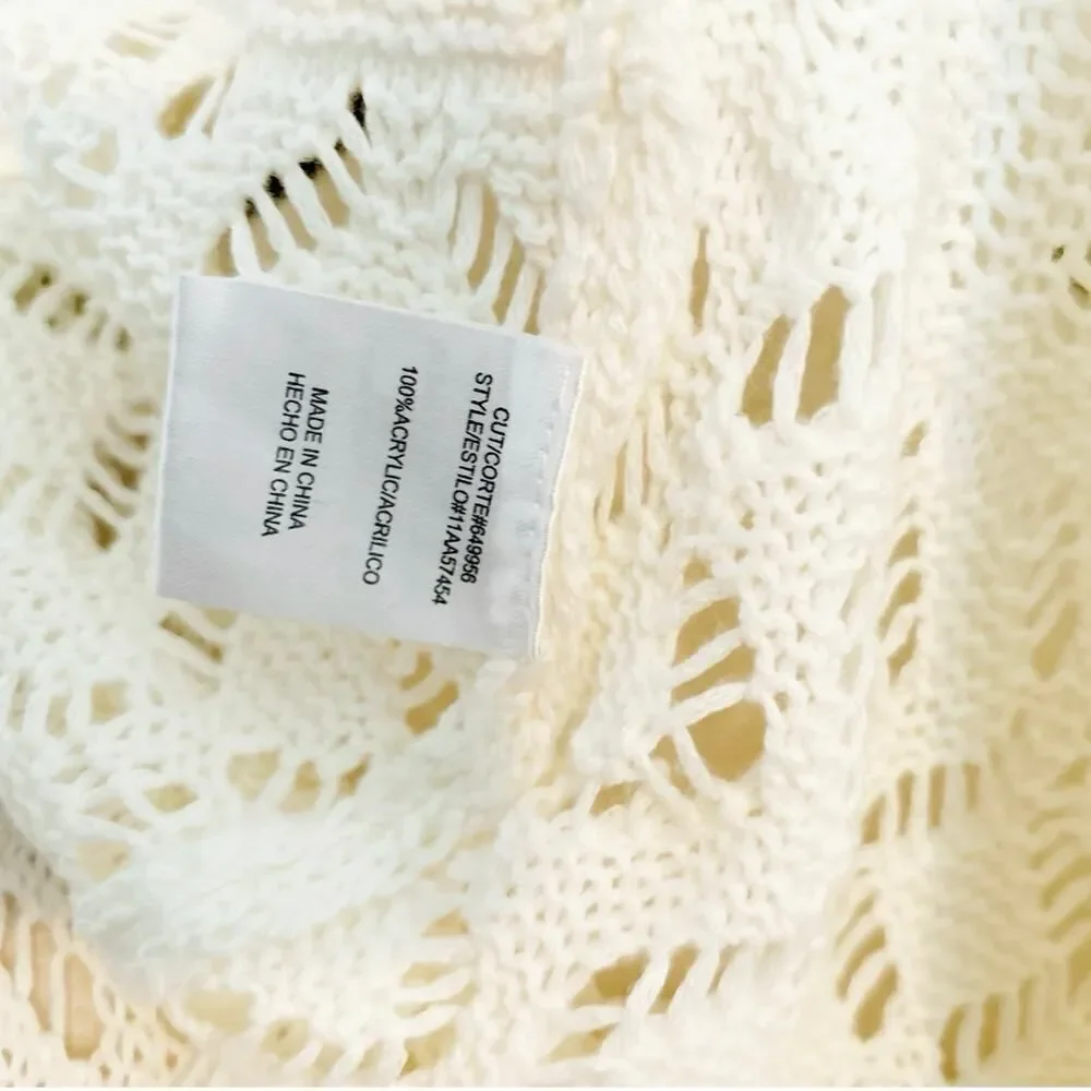 NWT Heartsoul Cream Crochet Knit Fringe Open Front Kimono Cardigan Sweater SizeM - Picture 2 of 4